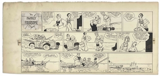 Lot of 4 Family Foursome Sunday Comic Strips From the 1930s by Chic Young -- Includes Blondie Paper Doll & Costumes